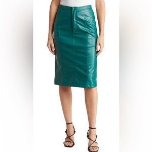 ASR Pleather Pencil skirt, Size Small, Deep Forrest Green